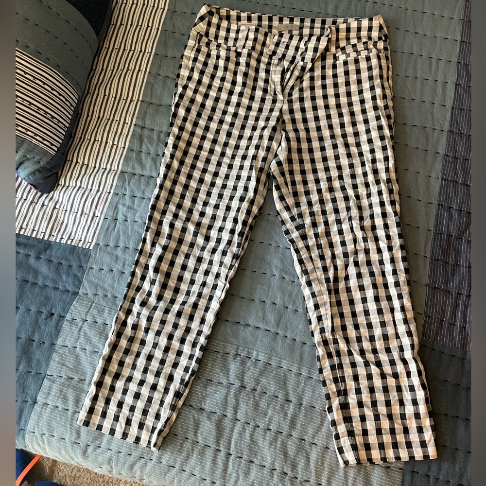 LOFT Monochrome Gingham Ankle Pants